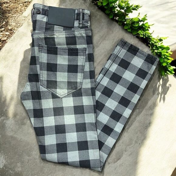 Rocawear Skinny Fit Y2K Vintage Checkered Black Gray Denim Jeans Men's 34 x 34 - Picture 1 of 10
